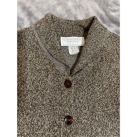 United States Sweaters Size Medium Women Brown Collared Button Up Sweater - Picture 3 of 7